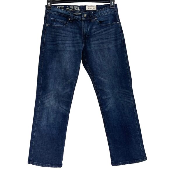 TK Axel SZ 32x30 Slim Boot Jeans 5-Pocket Zip-Fly Stretch Bondi Wash Dark Blue - Picture 1 of 11